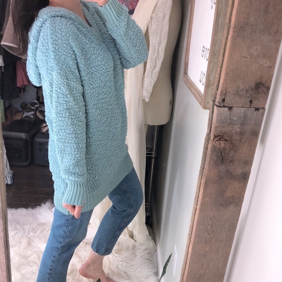 Kori America blue knit cozy oversized sweater hooded size small - Picture 3 of 7